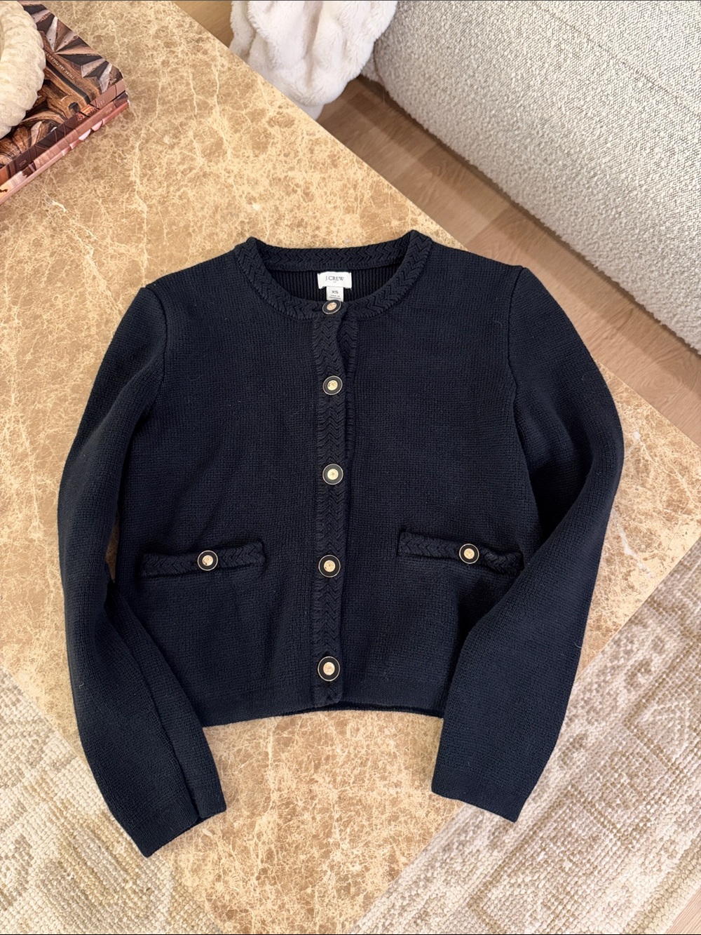 J.Crew Emilie Sweater Lady Jacket Cardigan Black XS